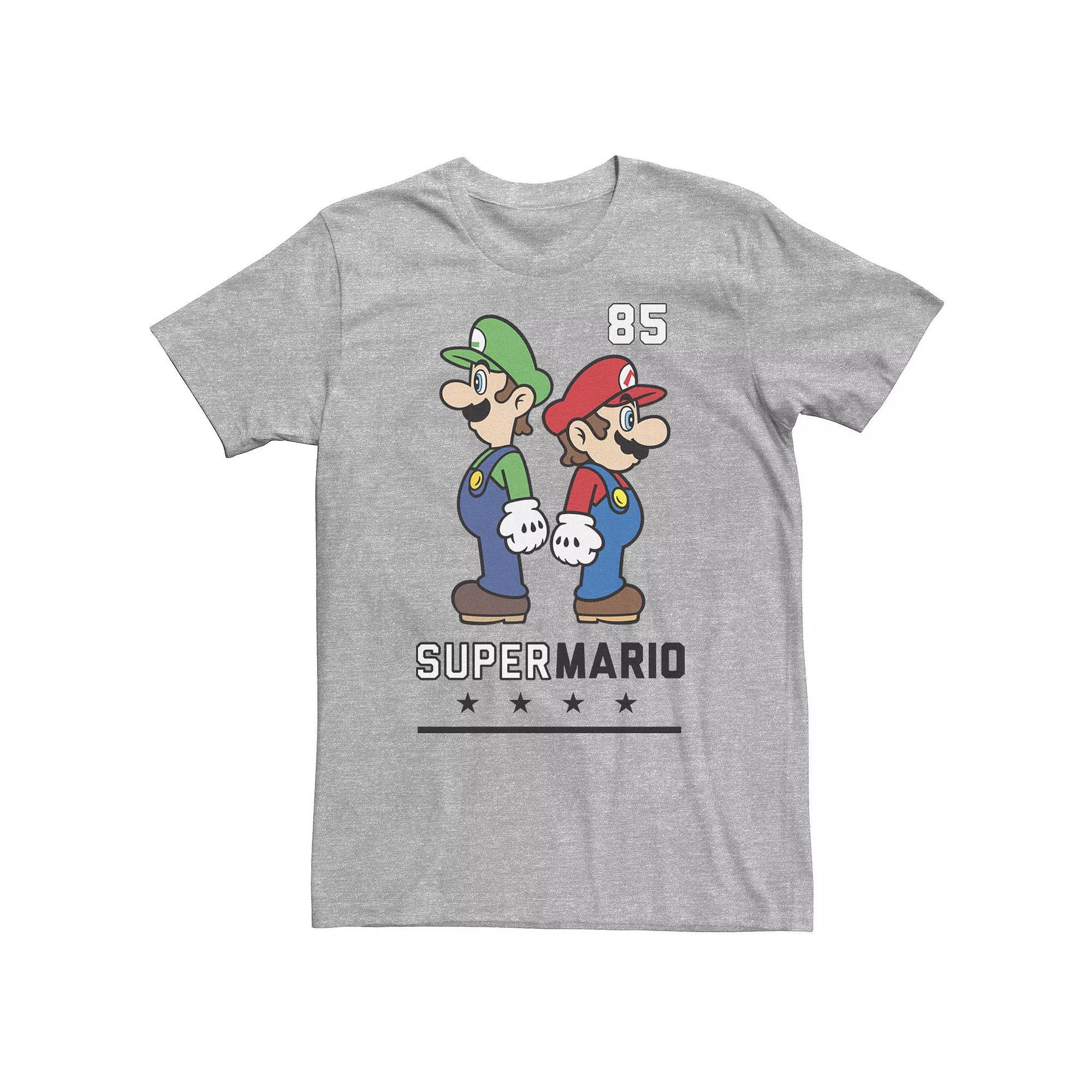 Big & Tall Nintendo Super Mario Brothers Back To Back Side Portrait Tee, Men's, Size: 3XL, Athletic Grey Product Image