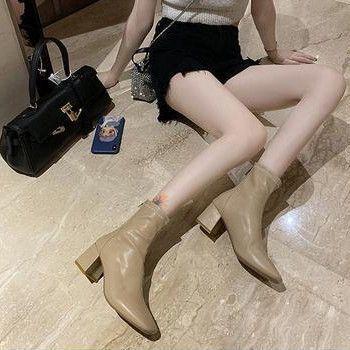 Block-Heel Square Toe Ankle Boots Product Image