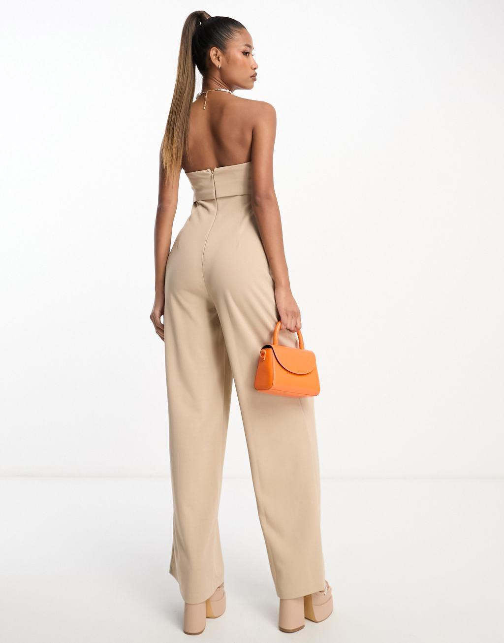ASOS DESIGN bandeau corset wide leg jumpsuit Product Image