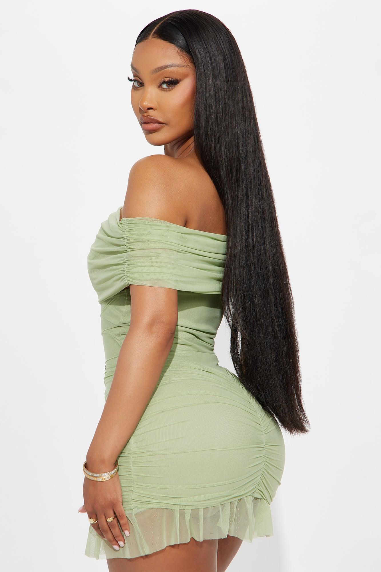Lovely Day Mesh Mini Dress - Sage Product Image