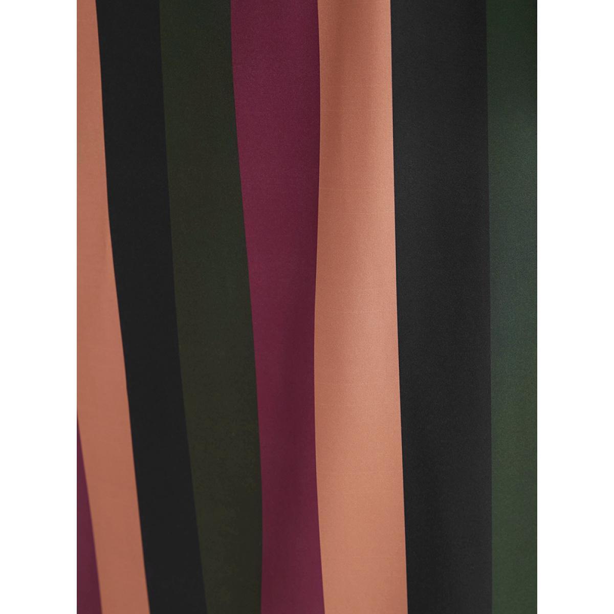 Plus Size Solid Patchwork Wrap Pocket Lantern Sleeve Belted Striped Dress Multicolor Women Office Patchwork V-neck Long Sleeve Curvy Midi Dress BloomChic 12/L Product Image