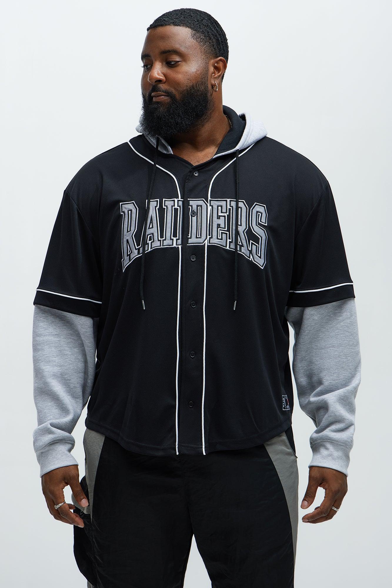 Raiders Clean Up Baseball Hoodie - Grey/Black Product Image