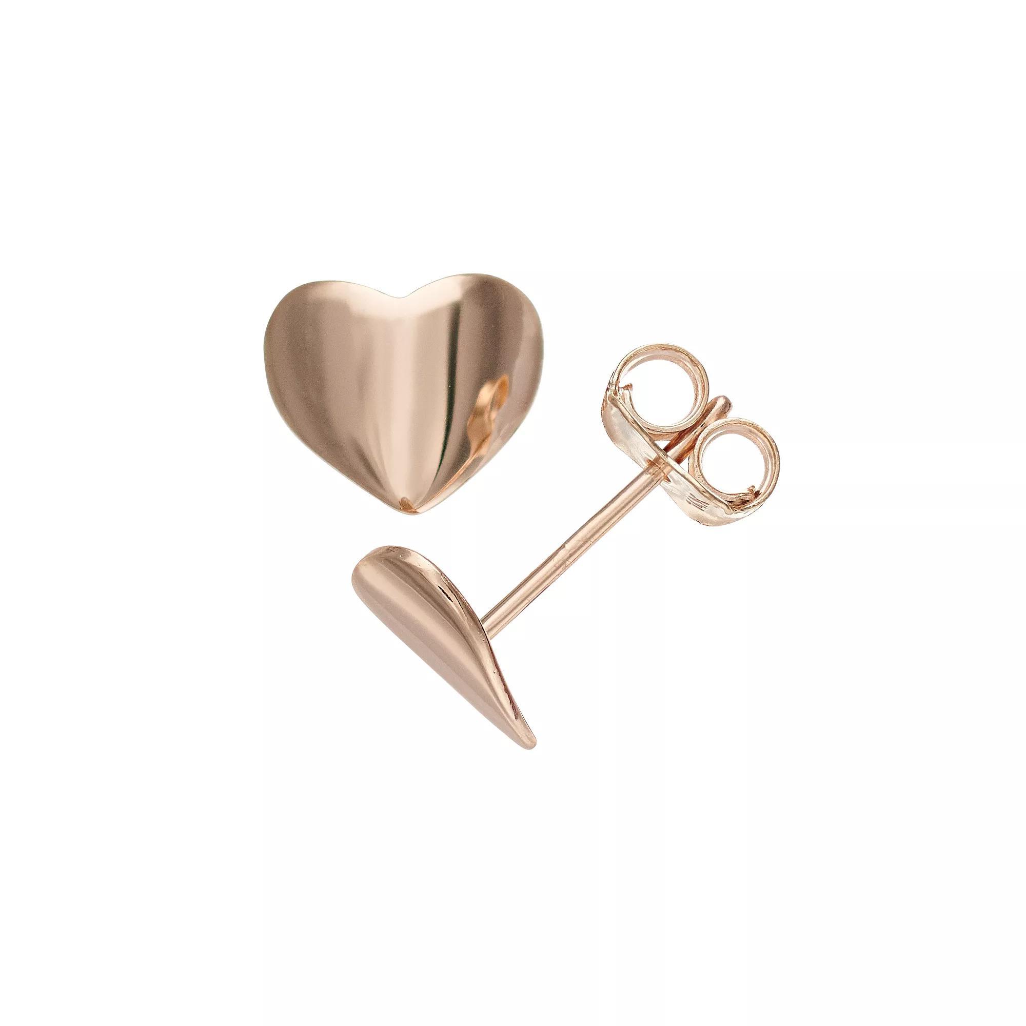Au Naturale 14k Rose Gold Polished Heart Stud Earrings, Women's Product Image