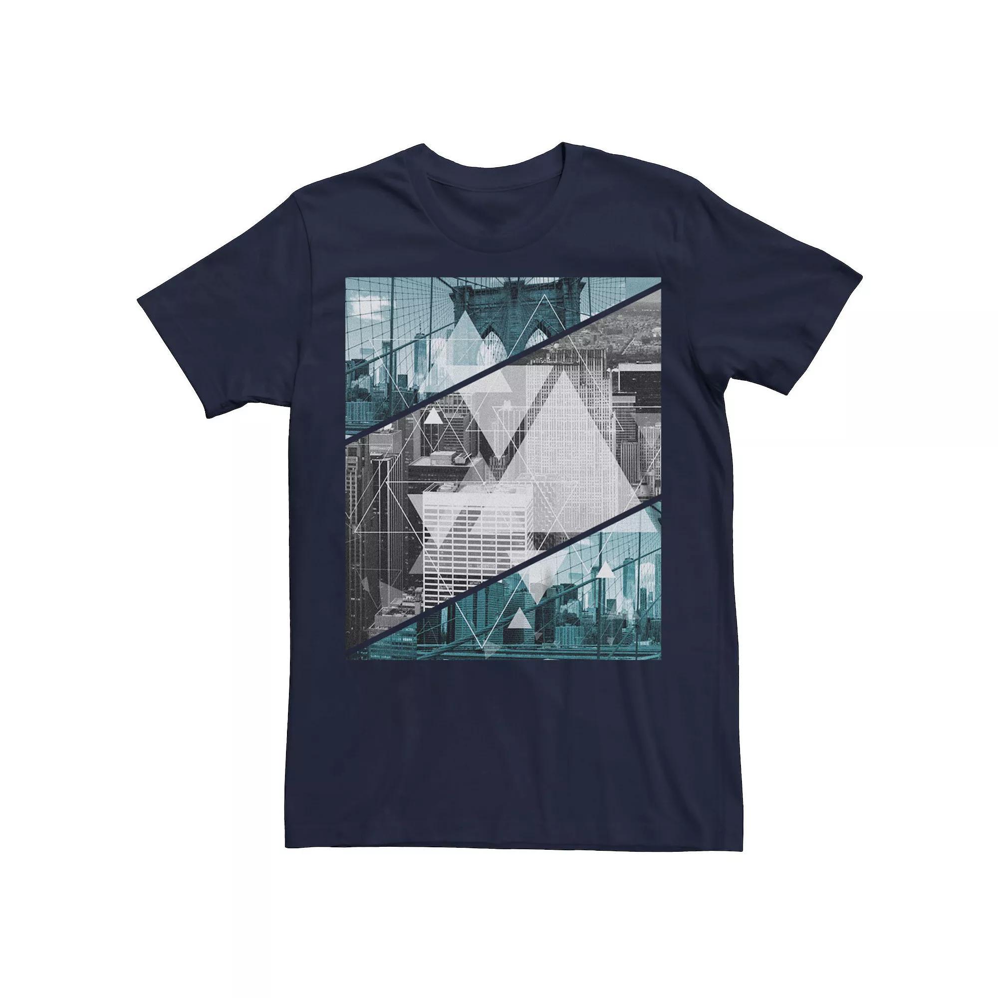 Mens New York City Abstract Graphic Tee Blue Product Image
