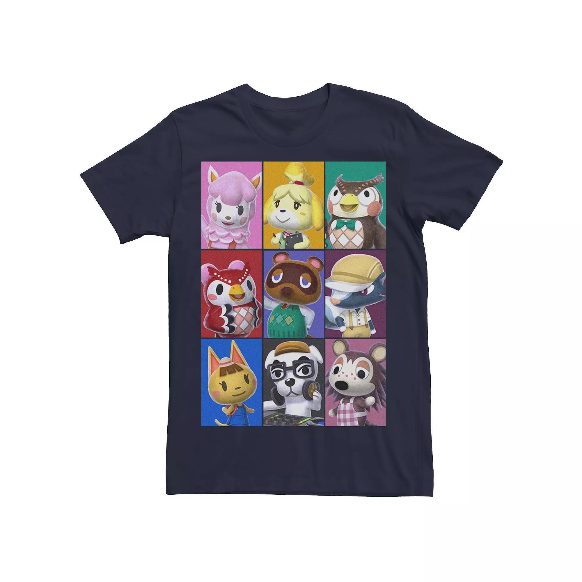 Mens Nintendo Animal Crossing Towns Folk Yearbook Photo Style Tee Blue Product Image