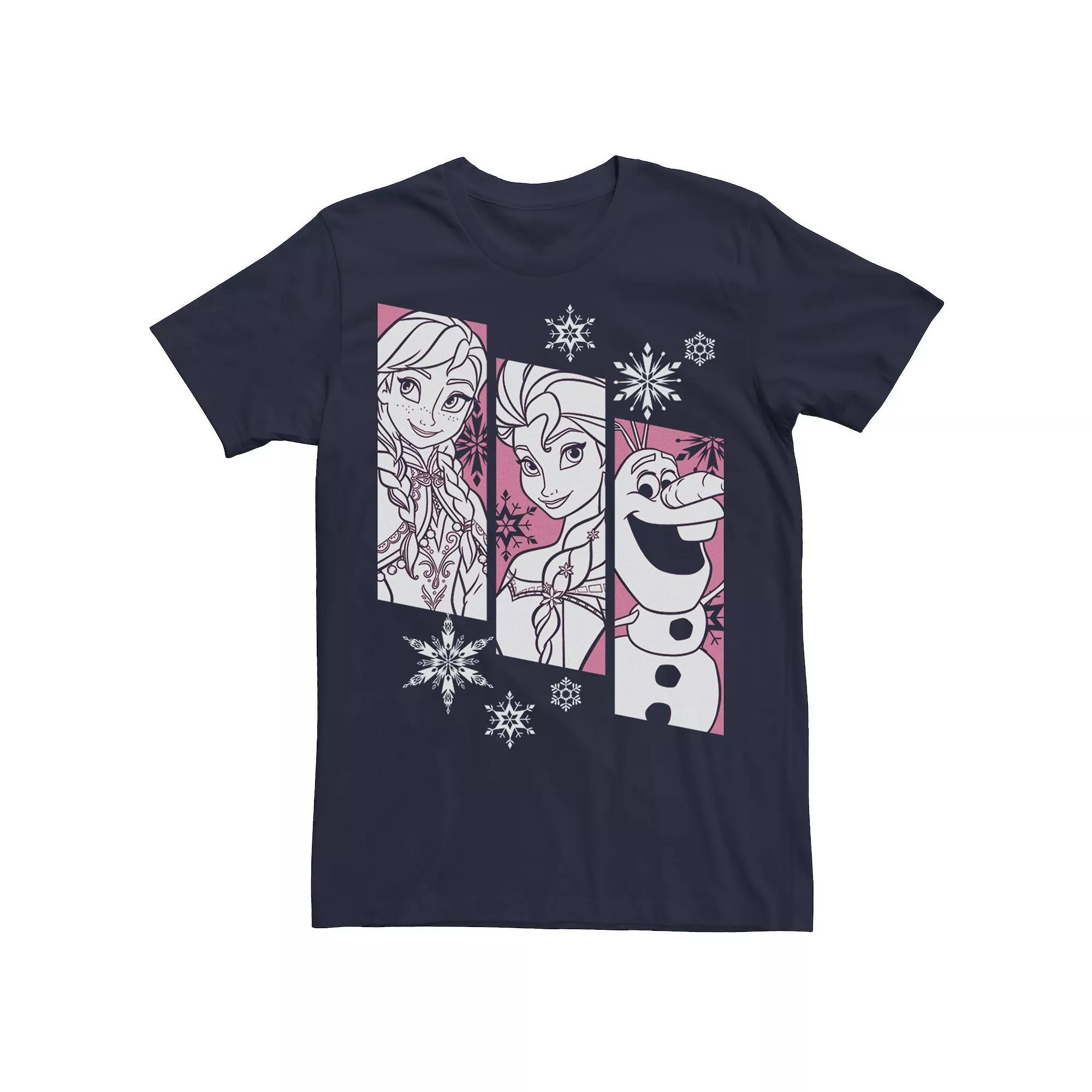 Disney's Frozen Anna Elsa Olaf Snowflake Panel Men's Tee, Size: XXL, Blue Product Image