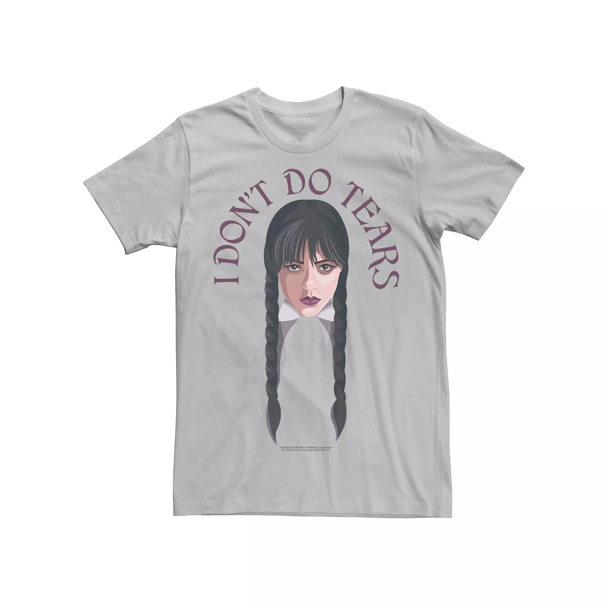 Men's Wednesday Don't Do Tears Tee, Size: XL, Silver Product Image