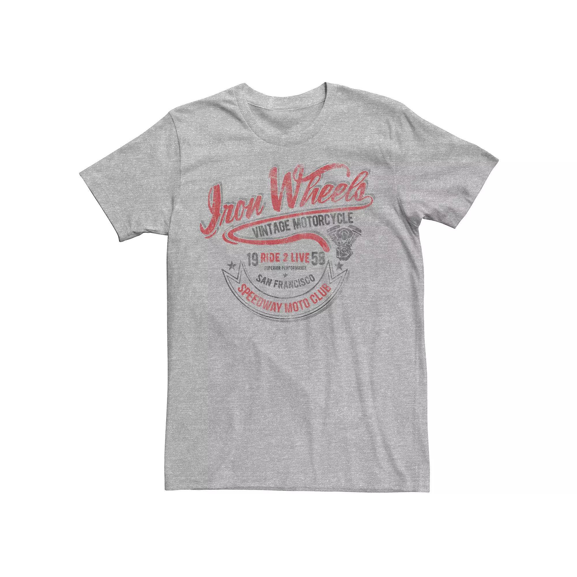Men's Iron Wheels Speedway Moto Club Vintage Tee, Size: 3XL, Athletic Grey Product Image