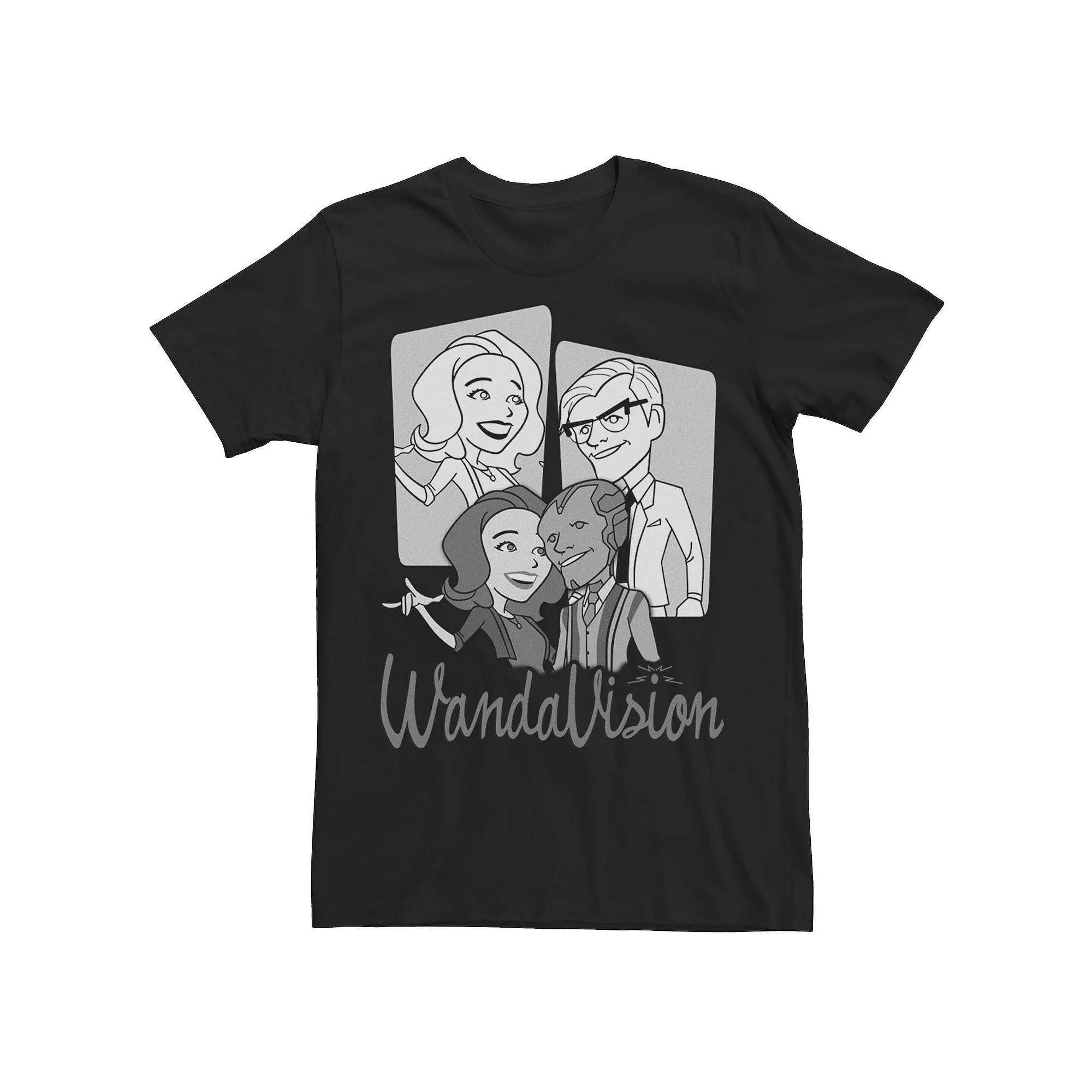 Men's Marvel WandaVision Character Panels Greyscale Tee, Size: XXL, White Product Image