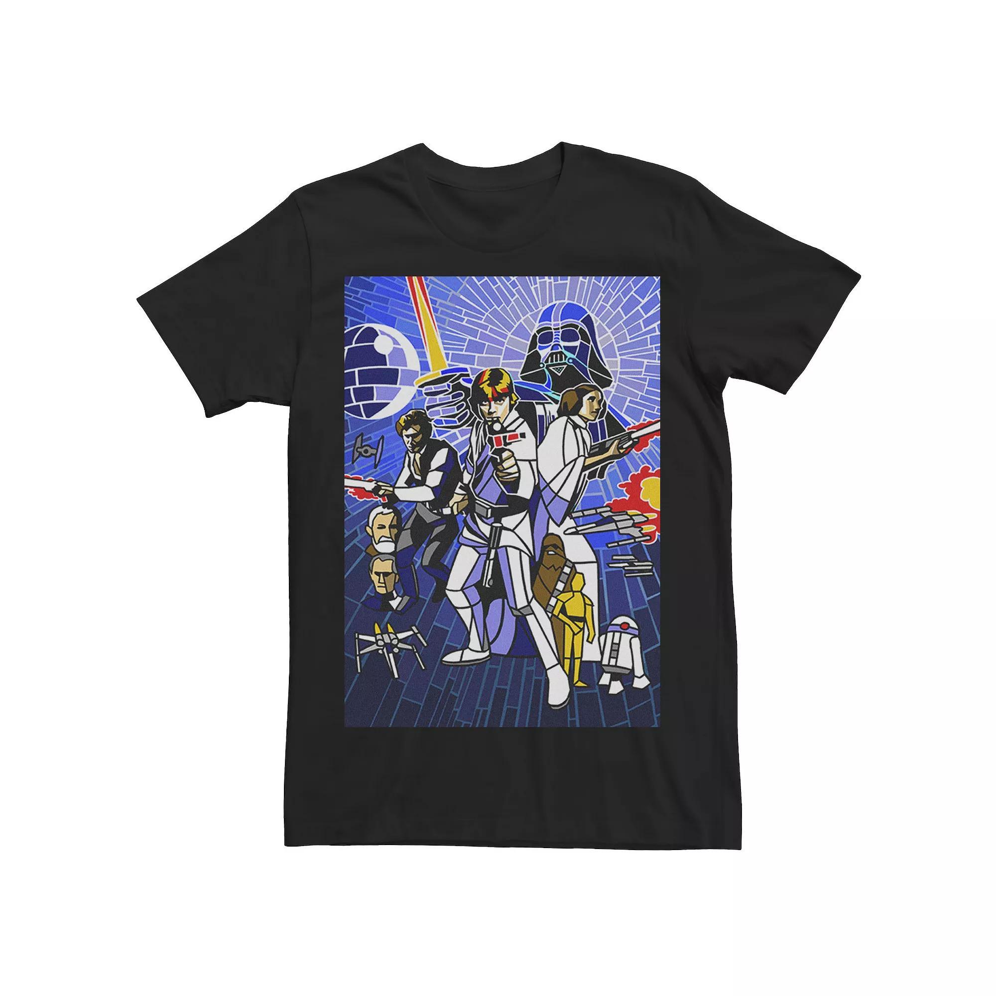 Men's Star Wars Stained Glass Group Poster Tee, Size: 3XL, Black Product Image