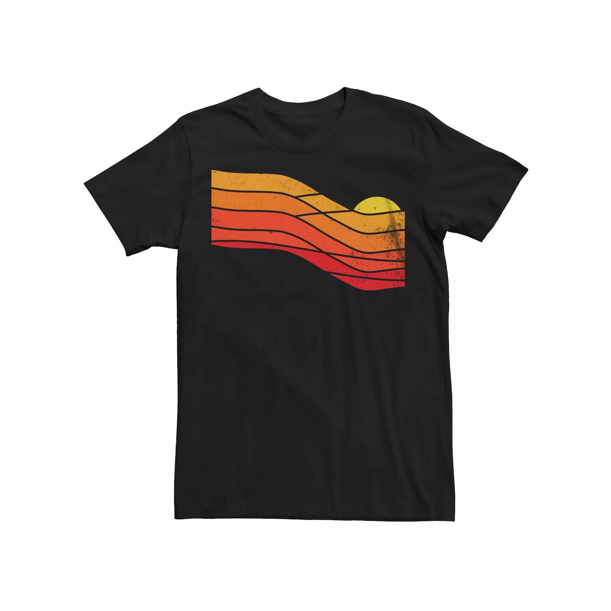Men's 70's Retro Sunset Graphic Tee, Size: XXL, Black Product Image