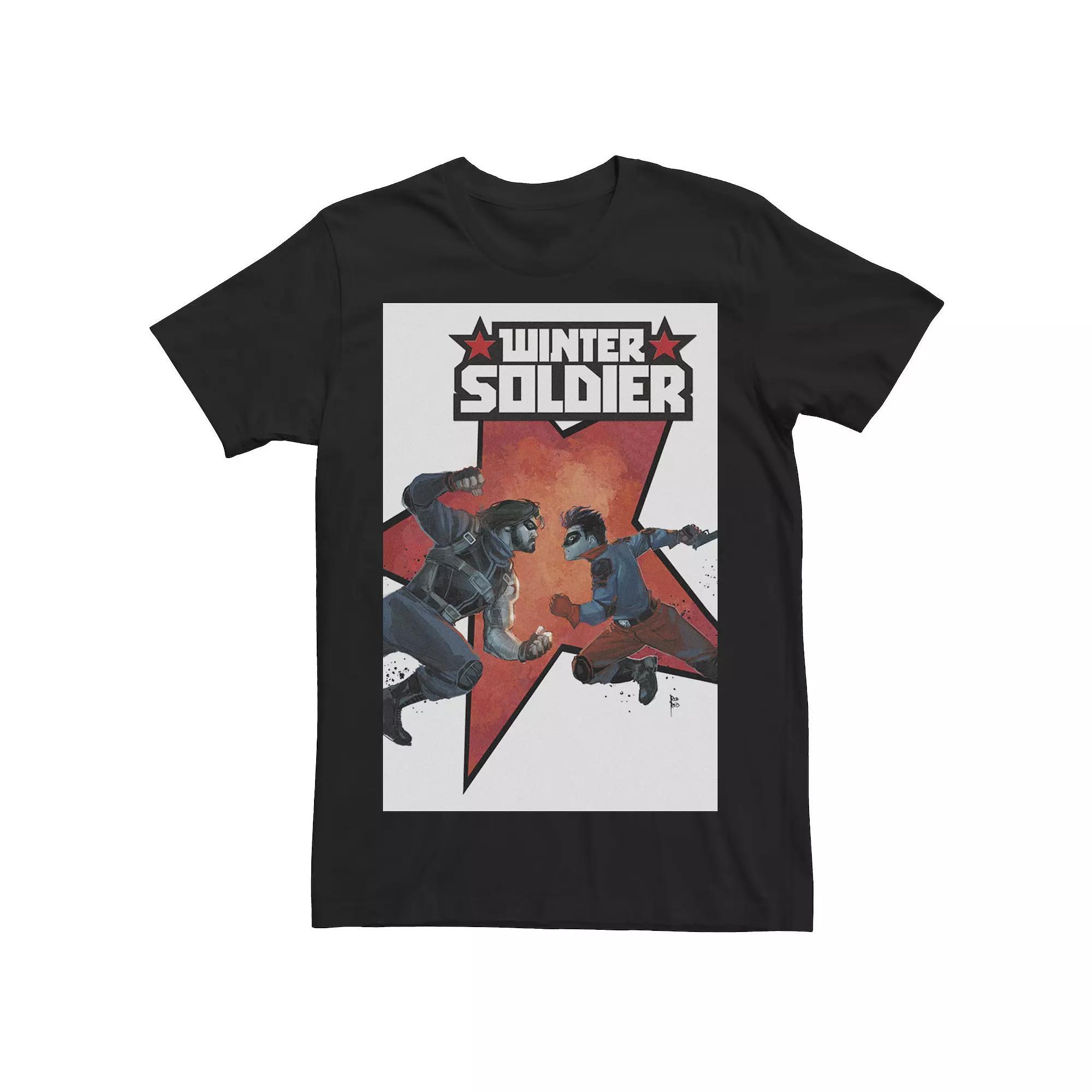 Men's Marvel Winter Soldier Buckey Against RJ Comic Book Cover Tee, Size: Large, Black Product Image