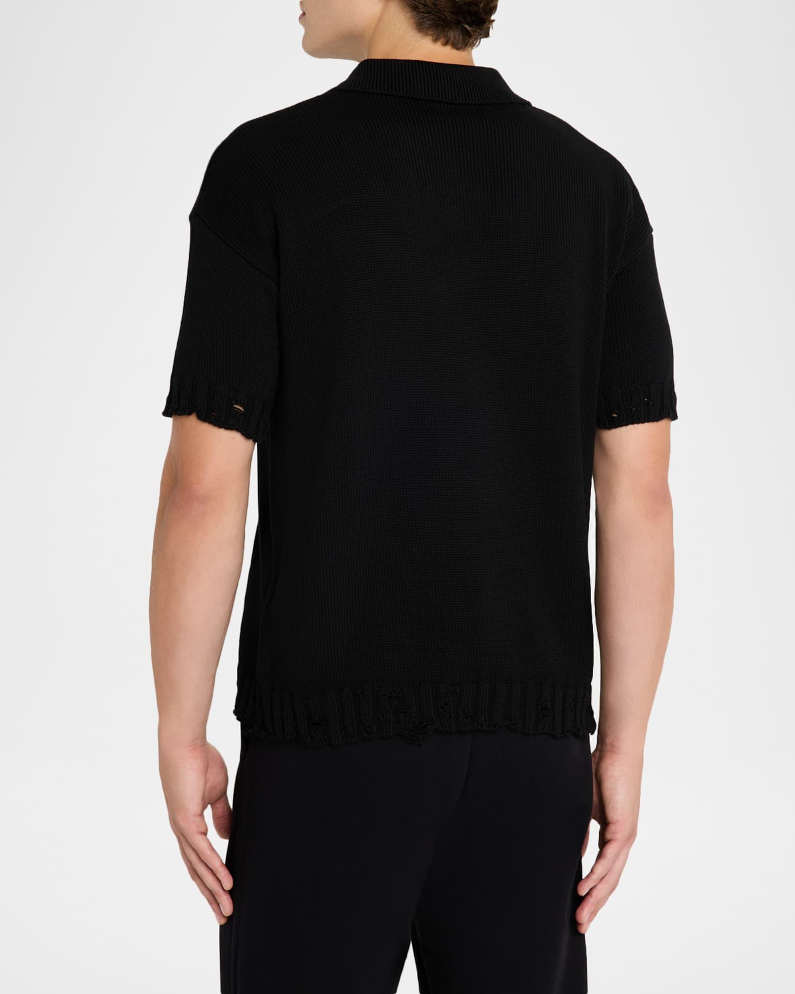 Men's Dishevelled Logo-Collar Knit Polo Shirt Product Image