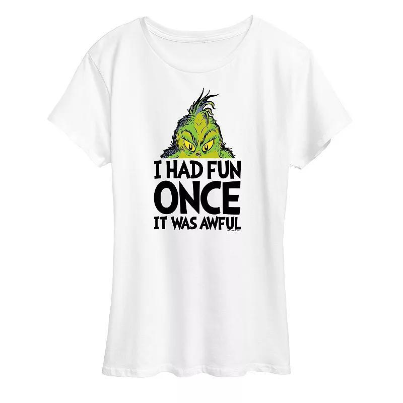 Women's Dr. Seuss The Grinch Had Fun Once Graphic Tee, Girl's, Size: XXL, Grey Gray Product Image