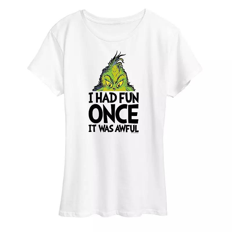 Women's Dr. Seuss The Grinch Had Fun Once Graphic Tee, Girl's, Size: XXL, Grey Gray Product Image