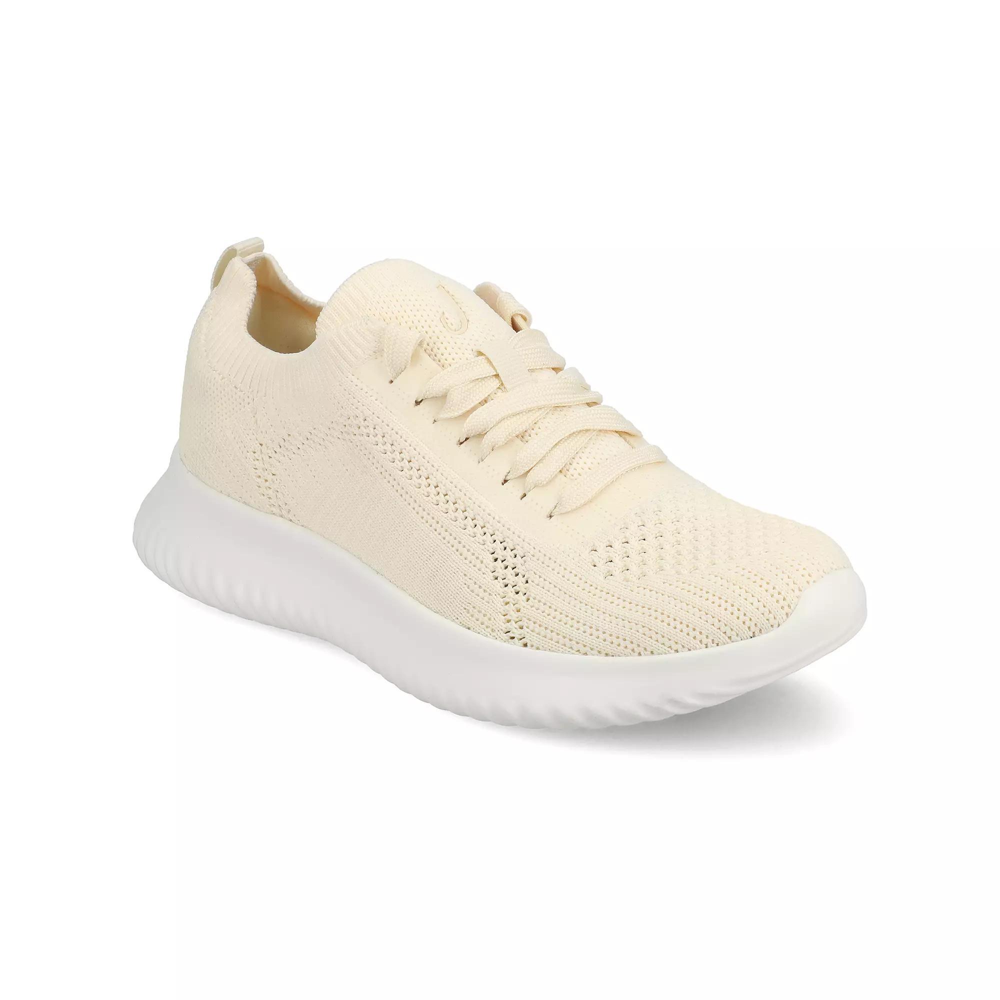 Journee Brena Womens Casual Lace-Up Sneakers Ivory Product Image