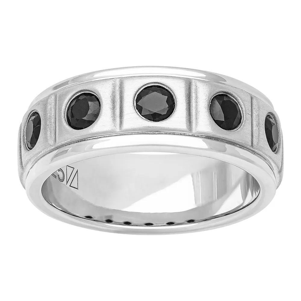 Men's Sterling Silver Black Sapphire Band, Size: 12, Silver Tone Product Image