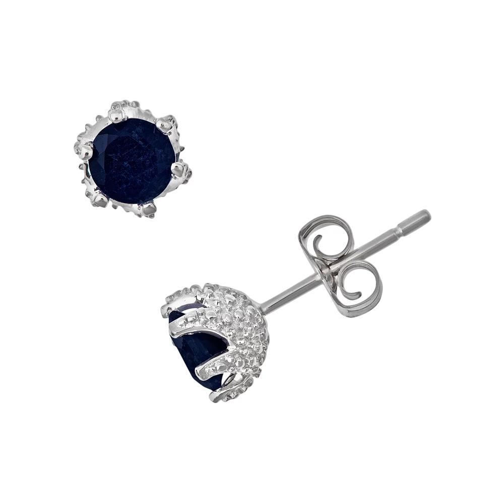 Celebration Gems Sterling Silver Sapphire Stud Earrings, Women's Product Image