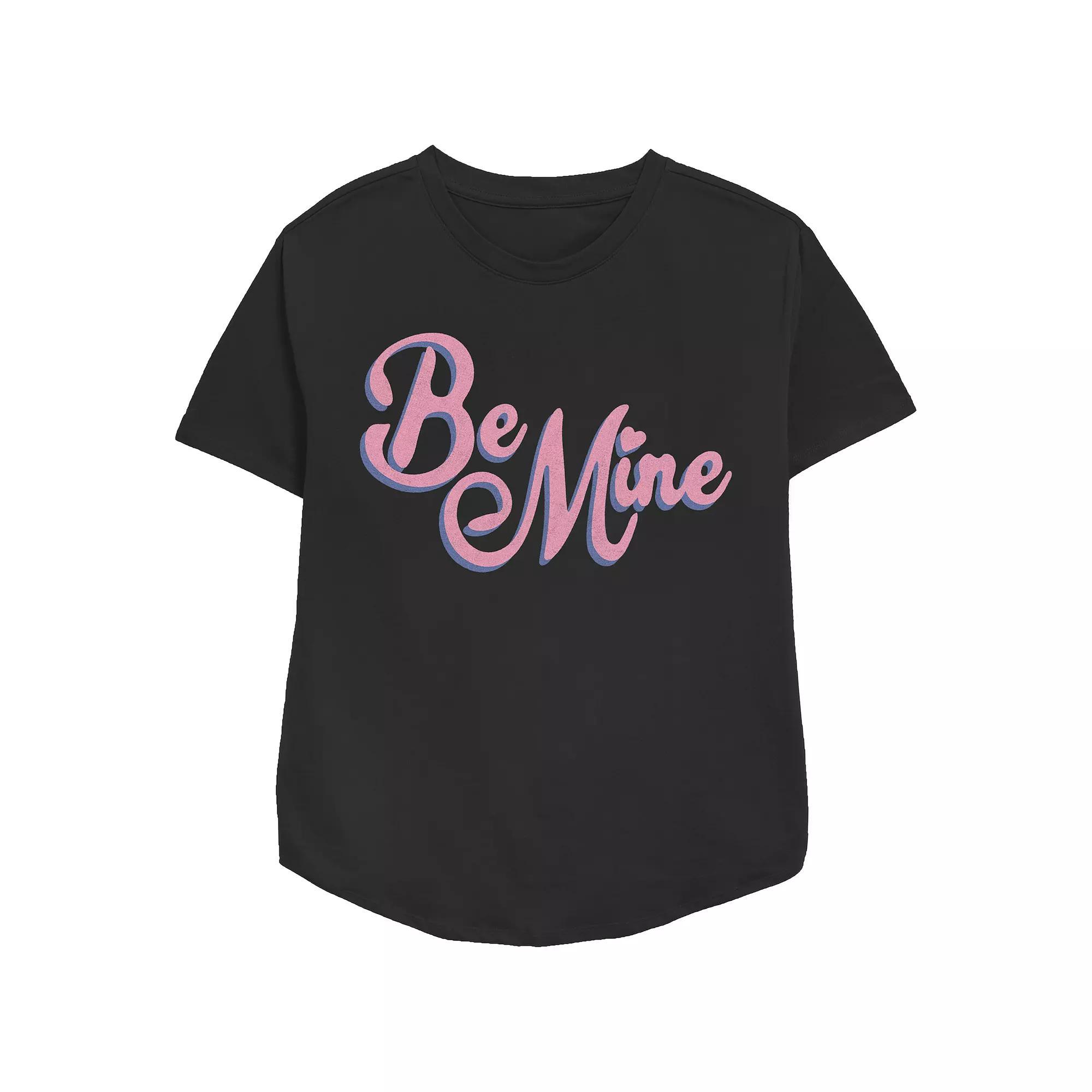 Women's Be Mine Relaxed Fit Graphic Tee, Girl's, Size: Small, Black Product Image