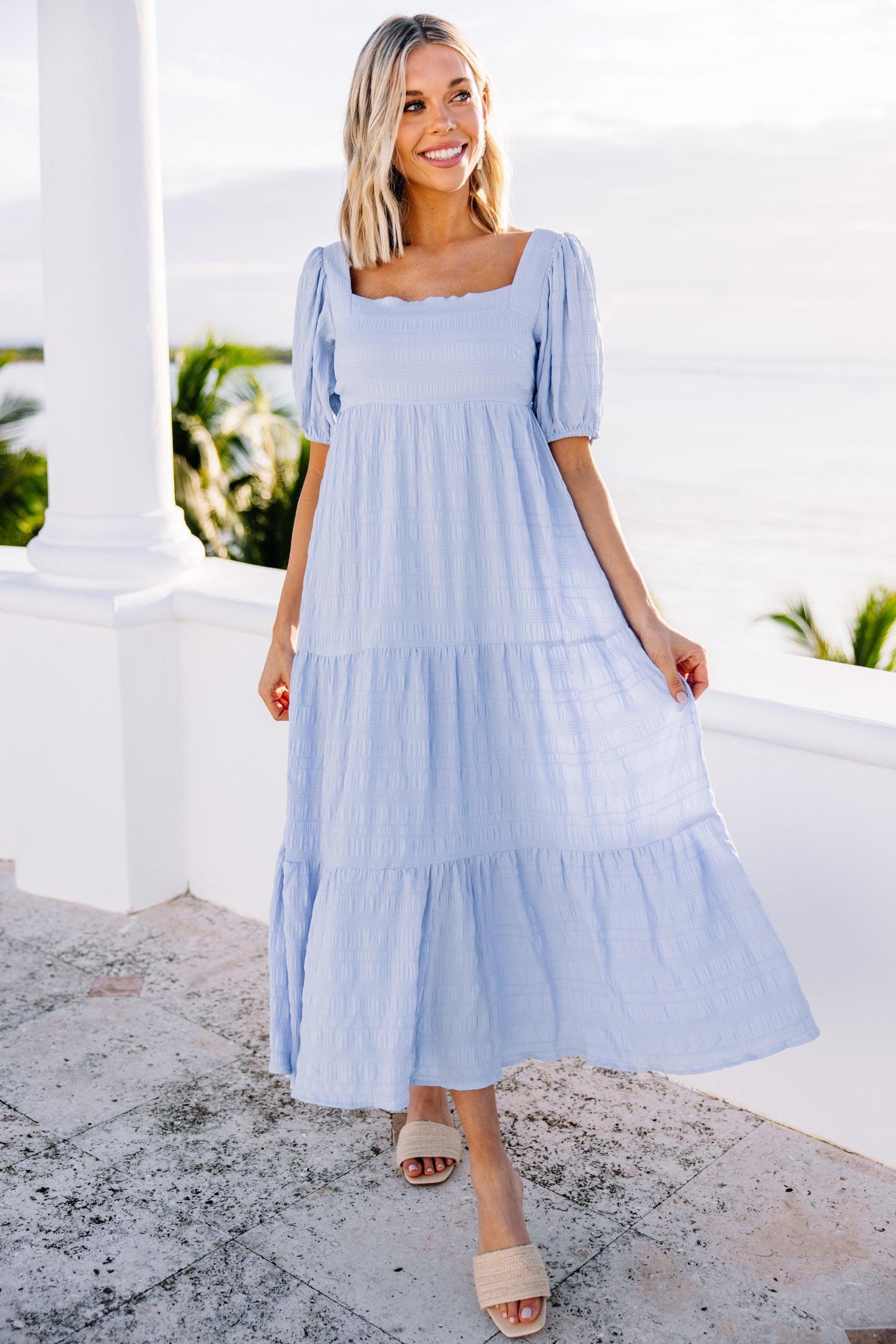 Think About It Light Blue Midi Dress Female Product Image