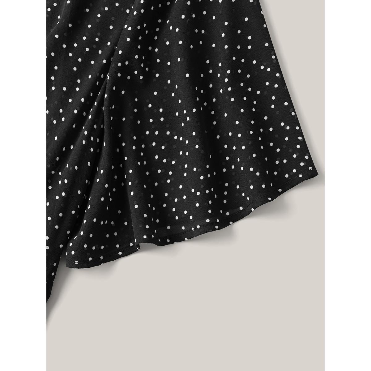 Plus Size Two Piece Polka Dots Sheer Midi Dress Black Women V-neck Short sleeve Curvy BloomChic 18-20/2X Product Image