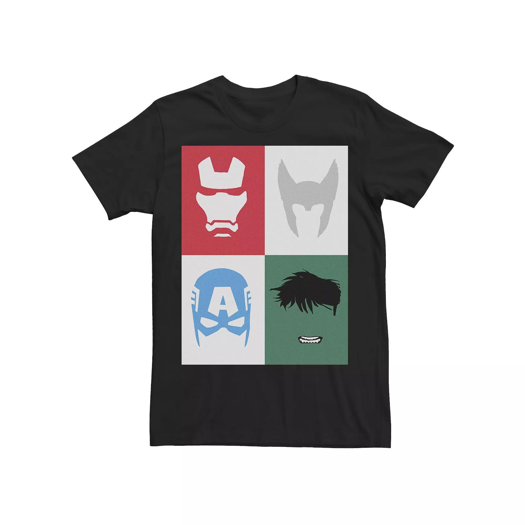 Men's Marvel Avengers Classic Group Shot Silhouettes Poster Tee, Size: Large, Black Product Image