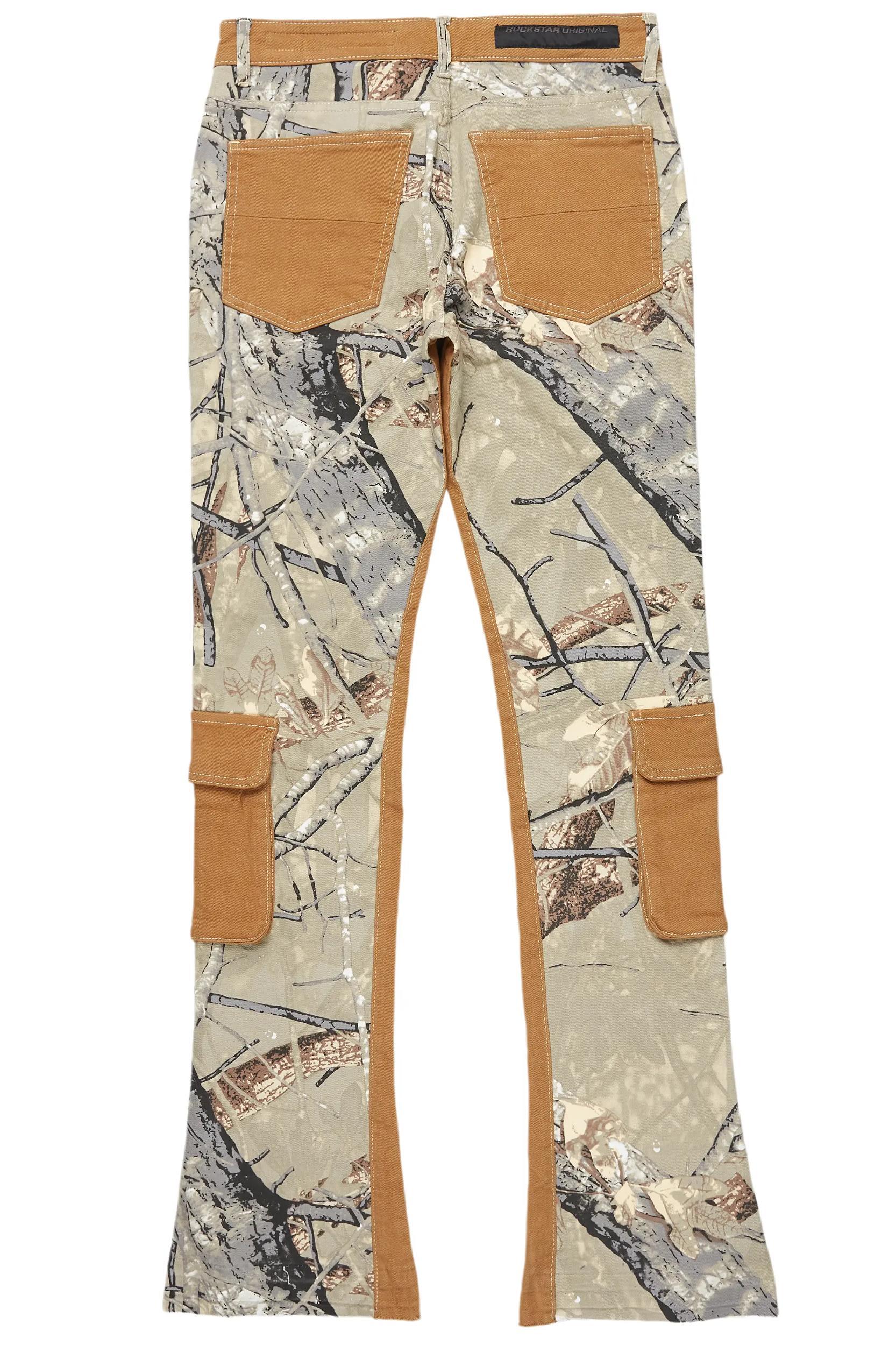 Petter Beige Stacked Flare Jean Male Product Image