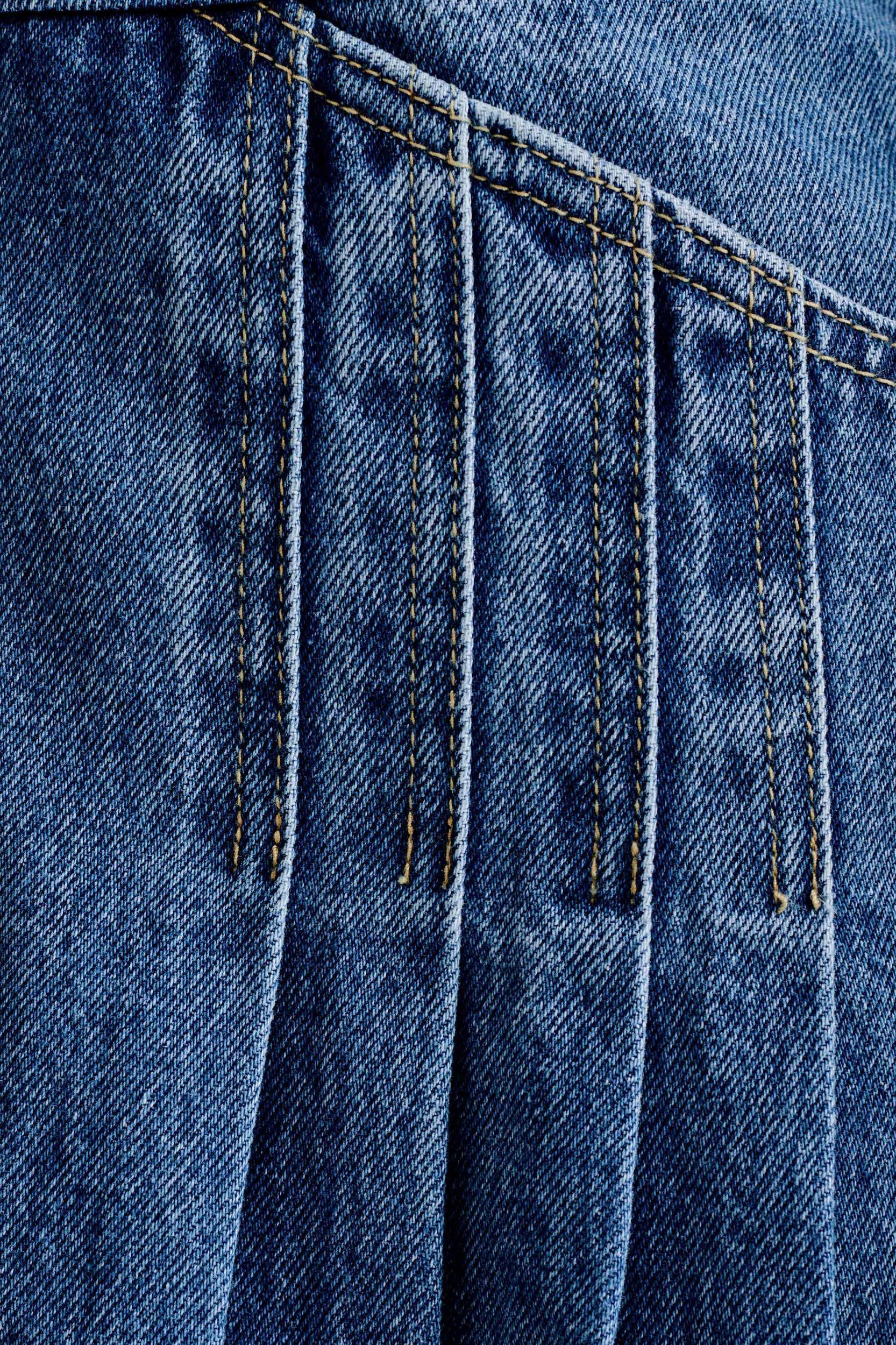 Porter Collared Denim Mini Dress - 70'S Blue Product Image