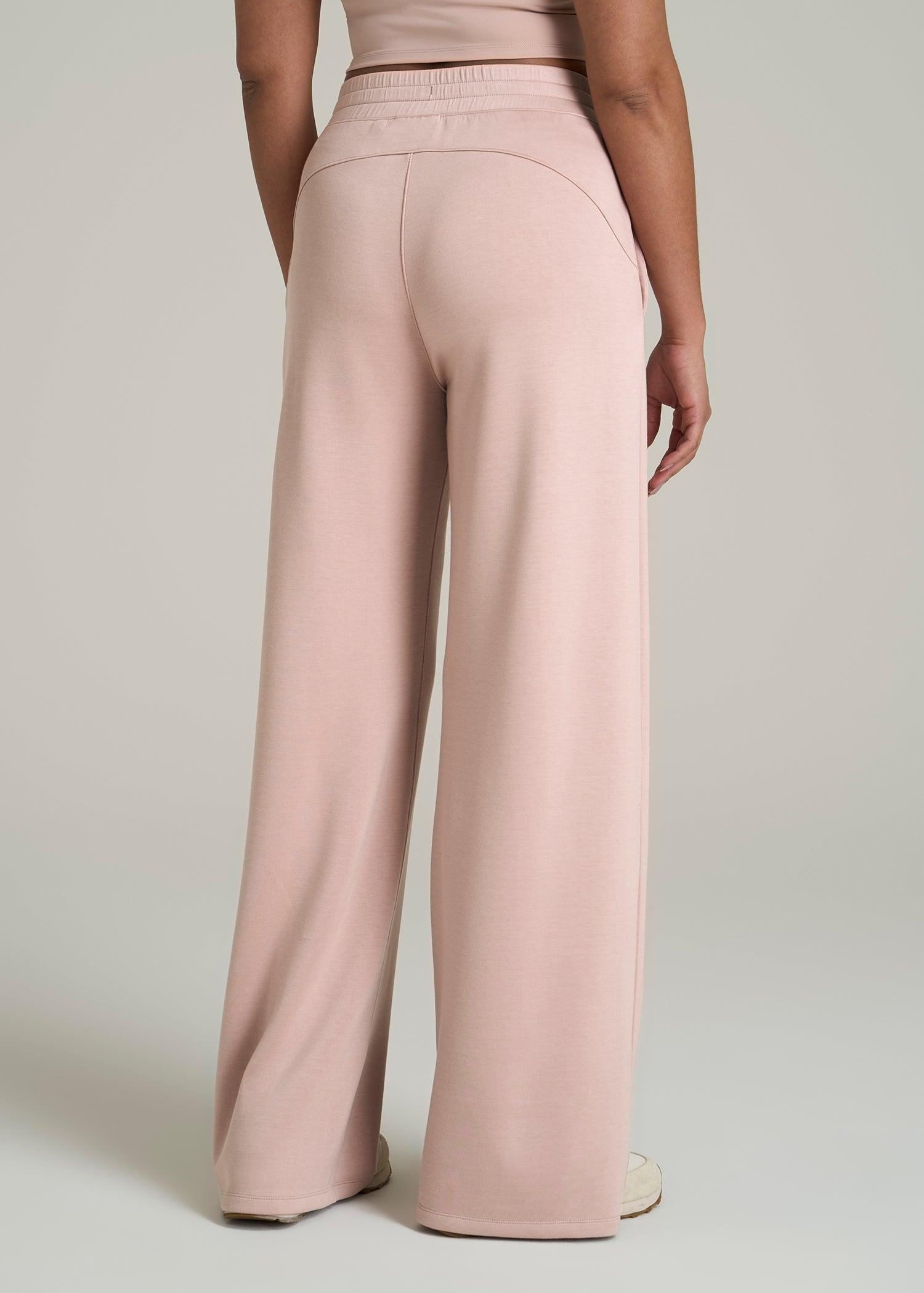 Pull-On Tie Waist Wide Leg Pants for Tall Women in Desert Rose Product Image