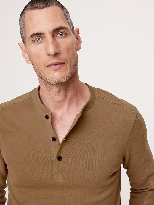 Double-Knit Henley T-Shirt Product Image