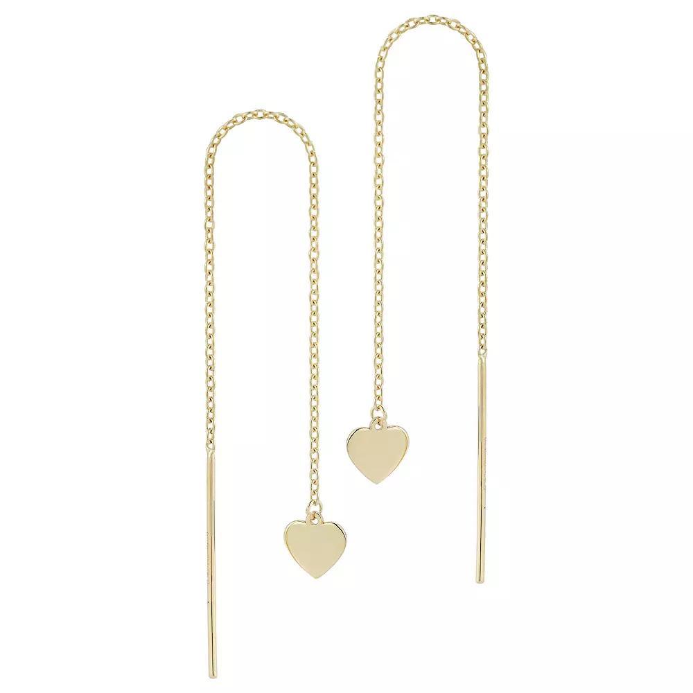 LUMINOR GOLD 14k Gold Heart Threader Earrings, Women's Product Image