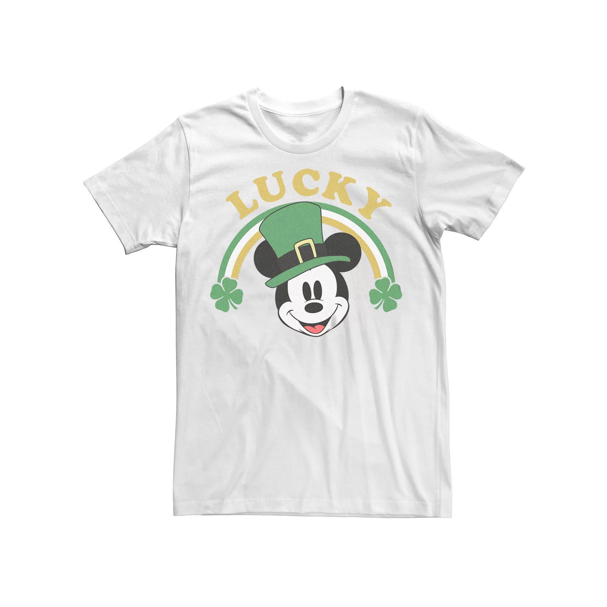 Big & Tall Disney Mickey And Friends St Patricks Day Lucky Mickey Tee, Men's, Size: 4XL Tall, White Product Image