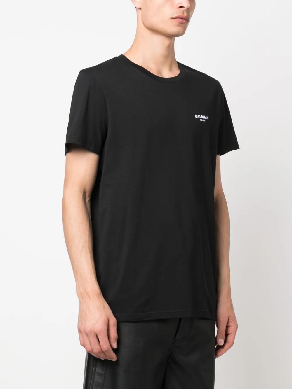 flocked-logo cotton T-shirt Product Image