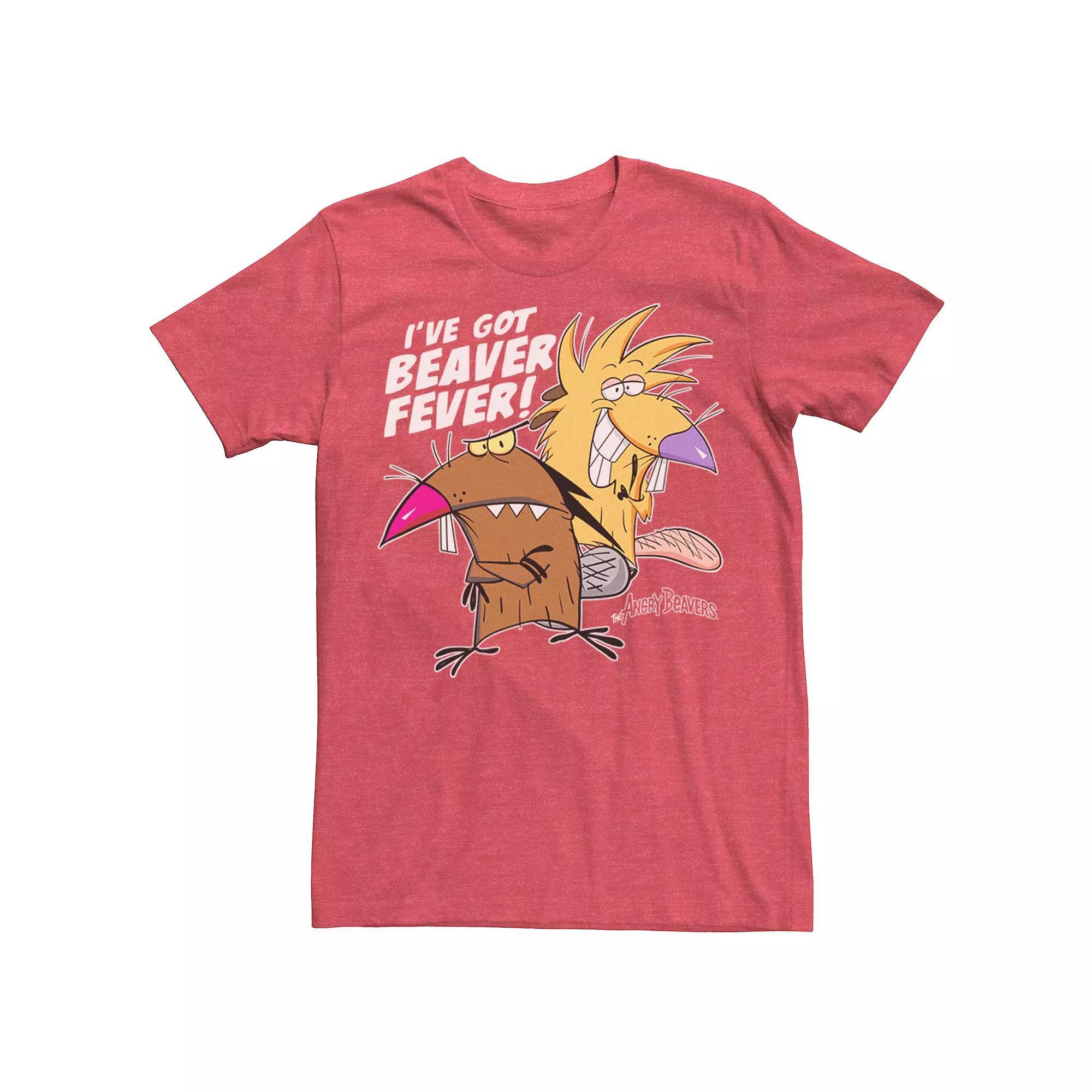 Men's Angry Beavers I've Got Beaver Fever Portrait Tee, Size: Medium, Red Grey Product Image
