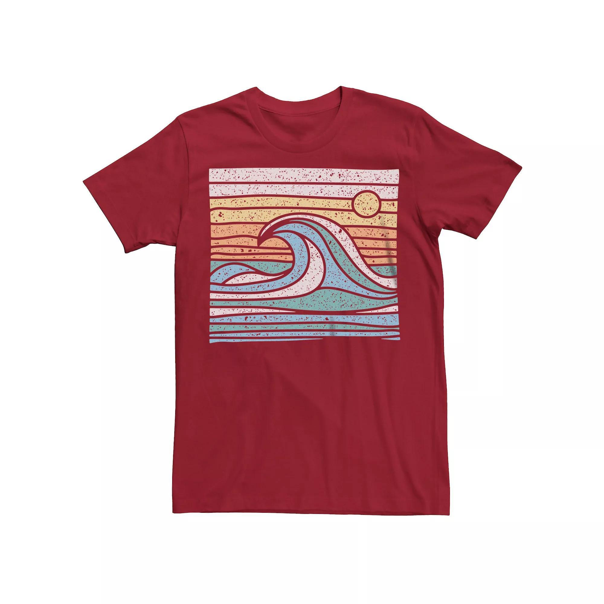 Men's Waves Sunset Lines Box Graphic Tee, Size: XXL, Red Product Image