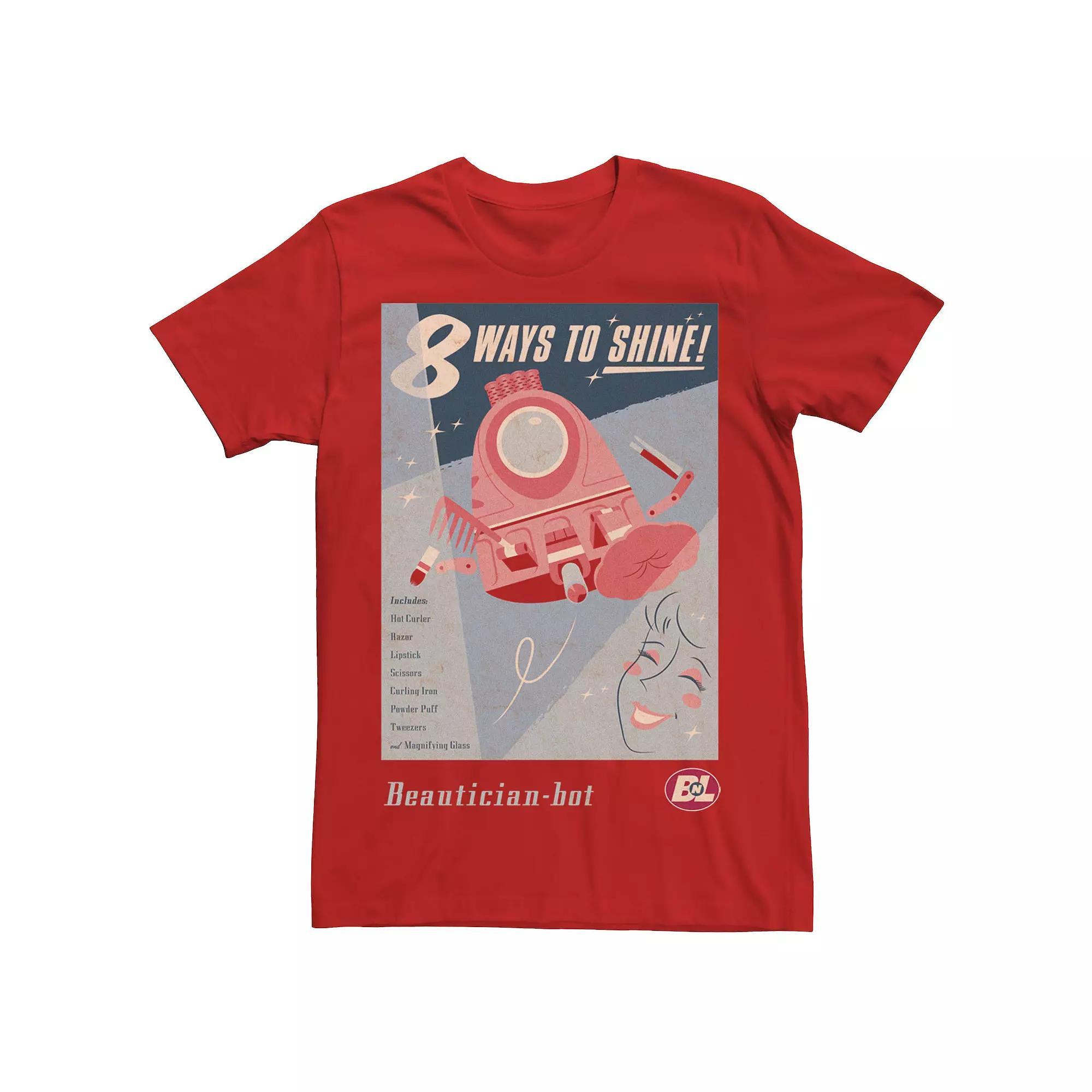 Disney / Pixar's WALL-E Men's Beautician Bot 8 Ways To Shine Poster Tee, Size: Small, Red Product Image