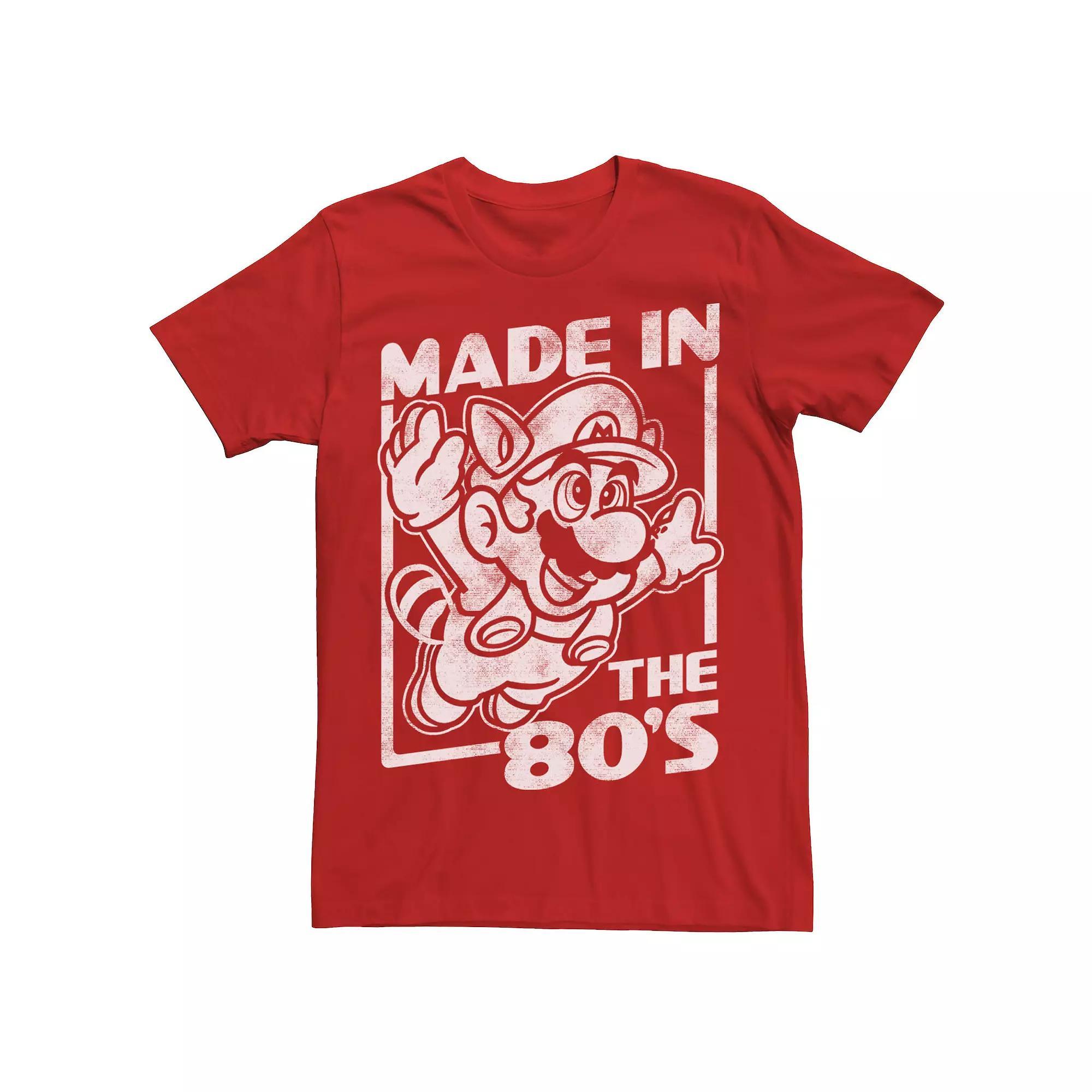 Men's Super Mario Tanooki Mario Made In The 80's Tee, Size: Large, Red Product Image