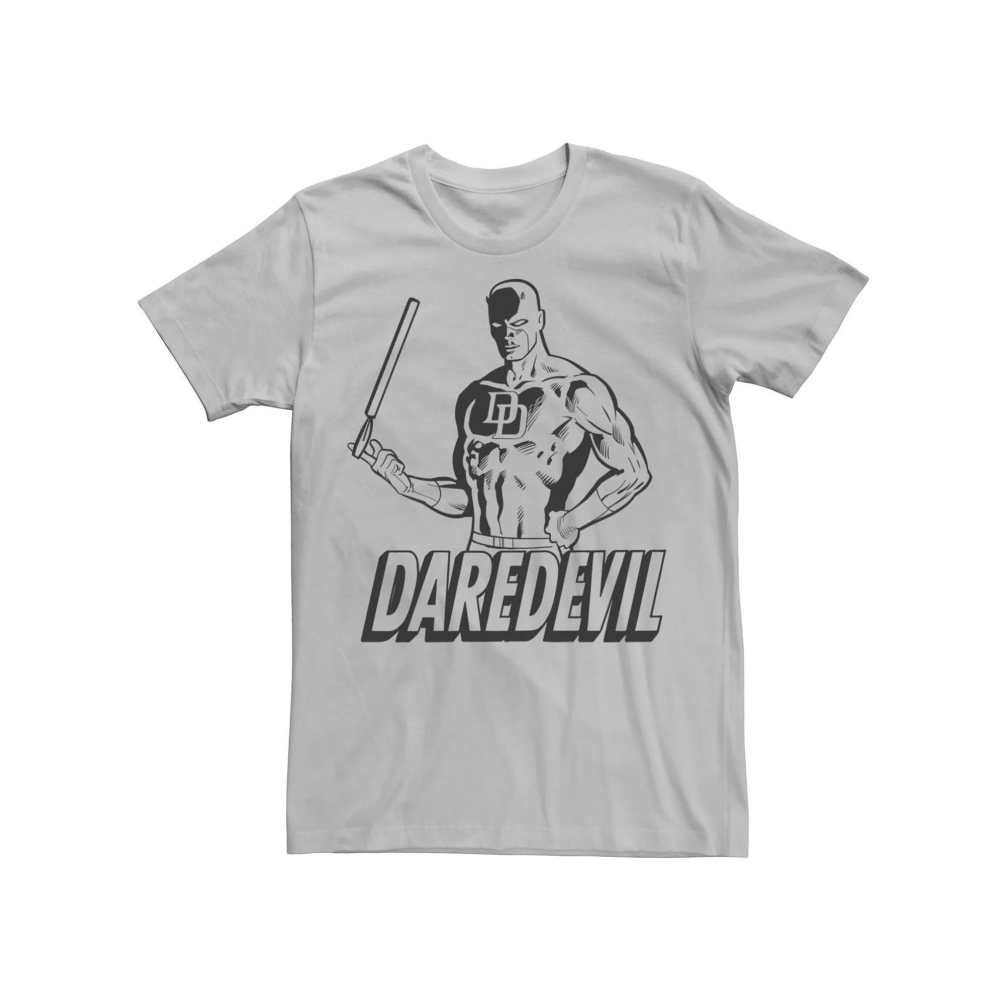 Men's Marvel Daredevil Classic Retro Tonal Line Art Tee, Size: Medium, Silver Product Image