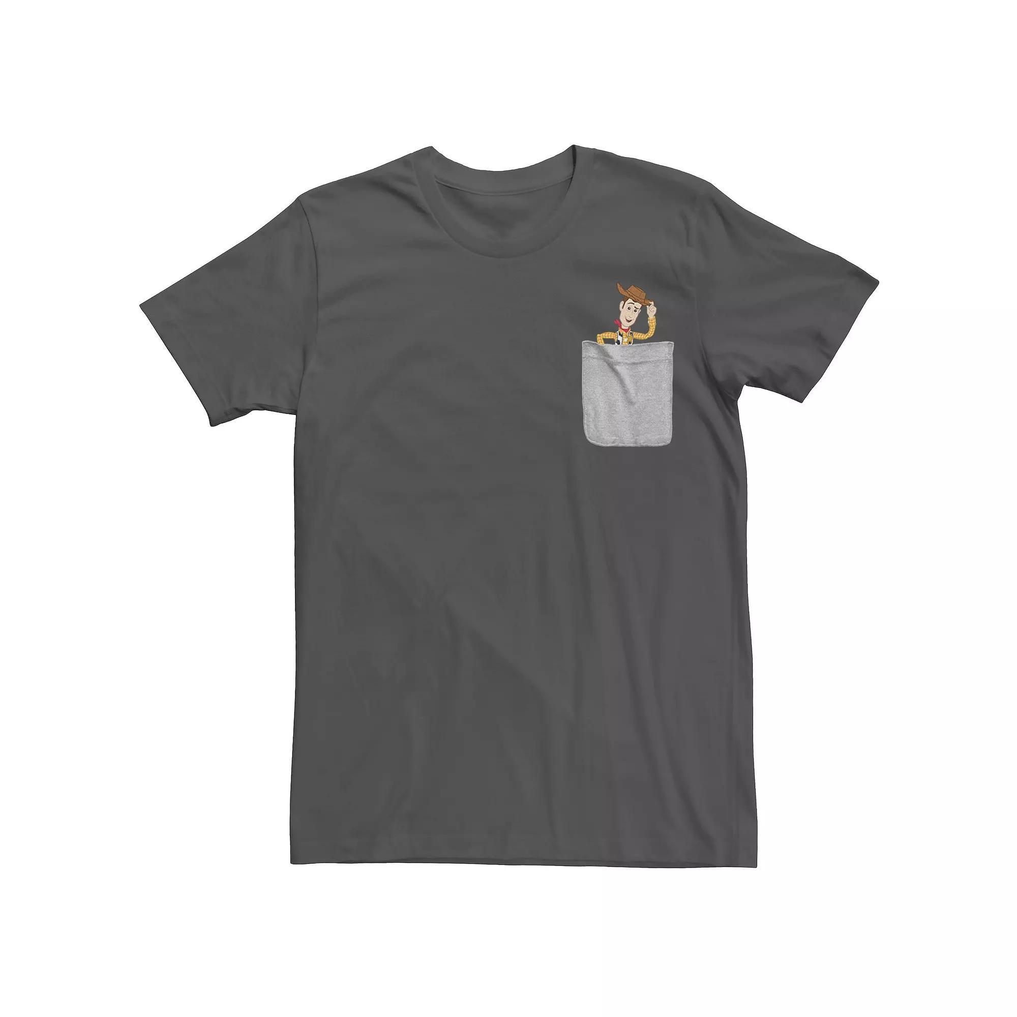 Disney / Pixar's Toy Story Woody Men's Faux Pocket Tee, Size: XXL, Grey Product Image