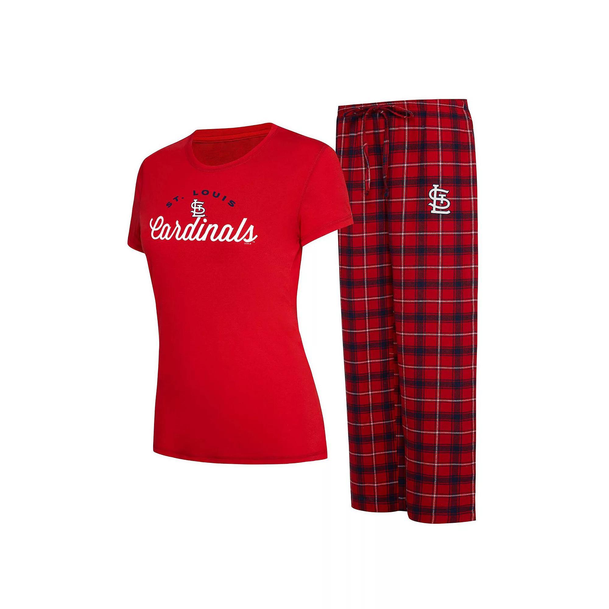 Women's Concepts Sport Red/Navy St. Louis Cardinals Arctic T-Shirt & Flannel Pants Sleep Set, Size: Small Product Image