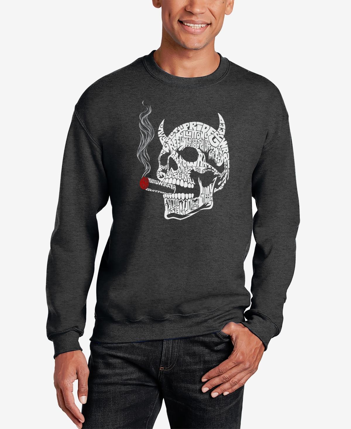 La Pop Art Mens 7 Deadly Sins Skull Word Art Crewneck Sweatshirt Product Image