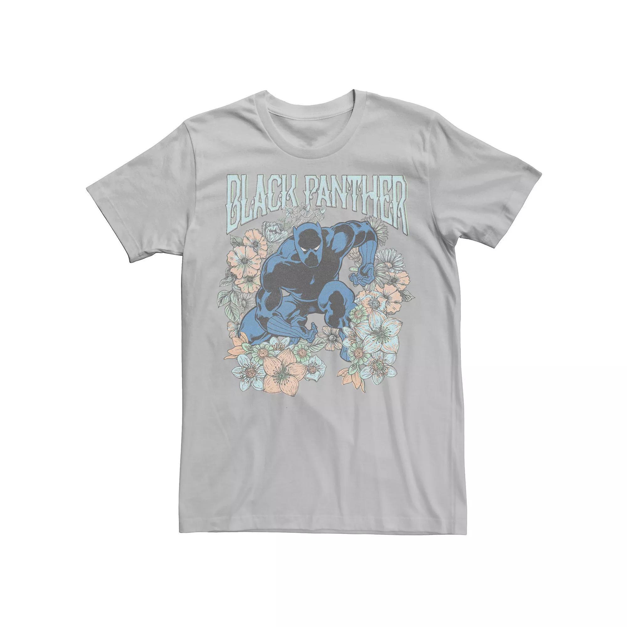 Men's Marvel Black Panther Wakanda Flowers Spring Pounce Tee, Size: XXL, Silver Product Image