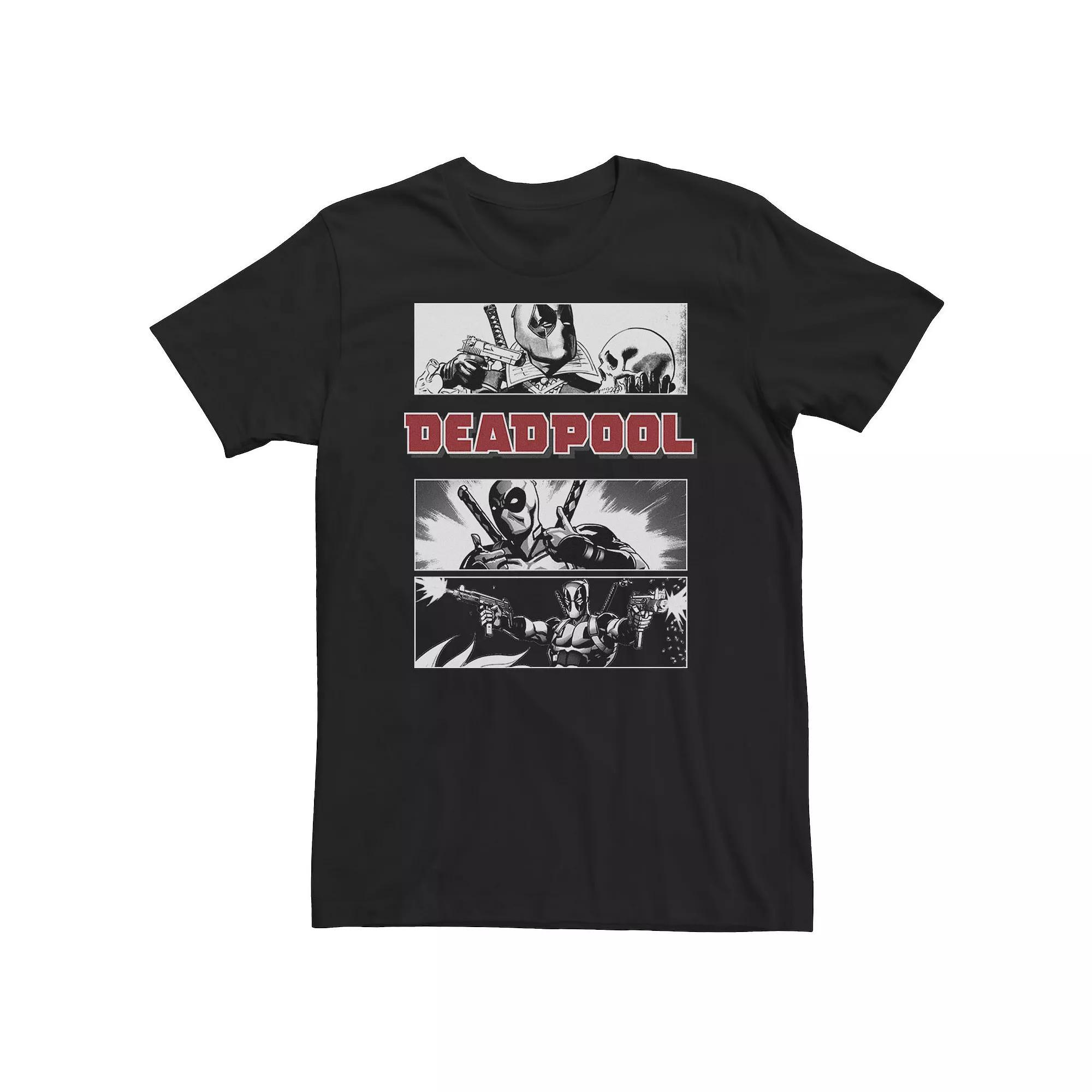 Big & Tall Marvel Deadpool Title Logo Comic Panels Tee, Men's, Size: XXL Tall, Black Product Image