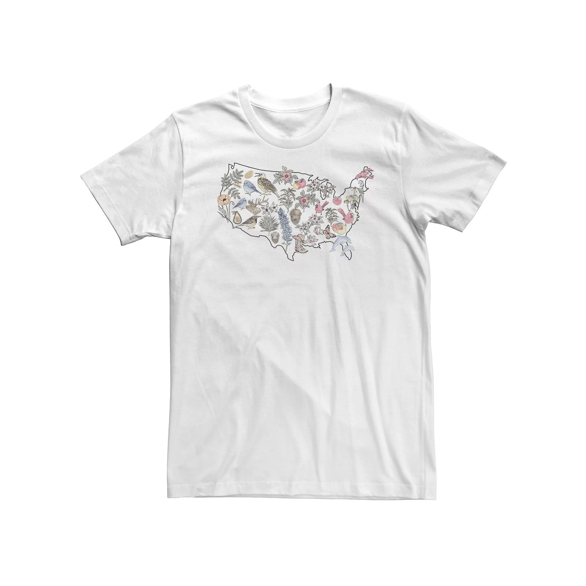 Big & Tall Americana United States State Icons Tee, Men's, Size: 3XL, White Product Image