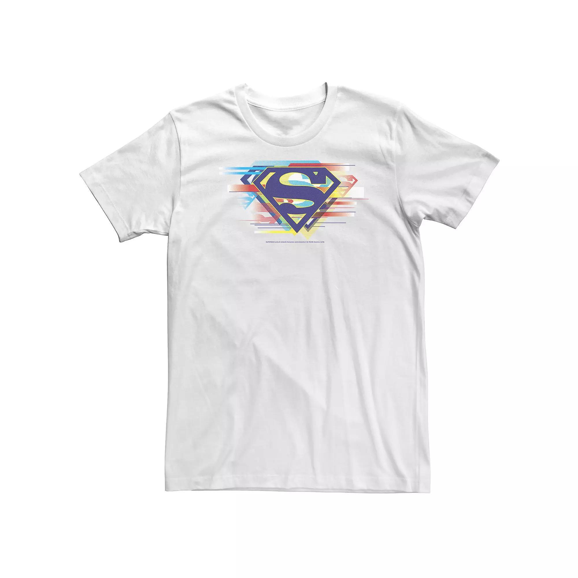Big & Tall DC Comics Superman Tri-Colored Chest Logo Tee, Men's, Size: 3XL Tall, White Product Image