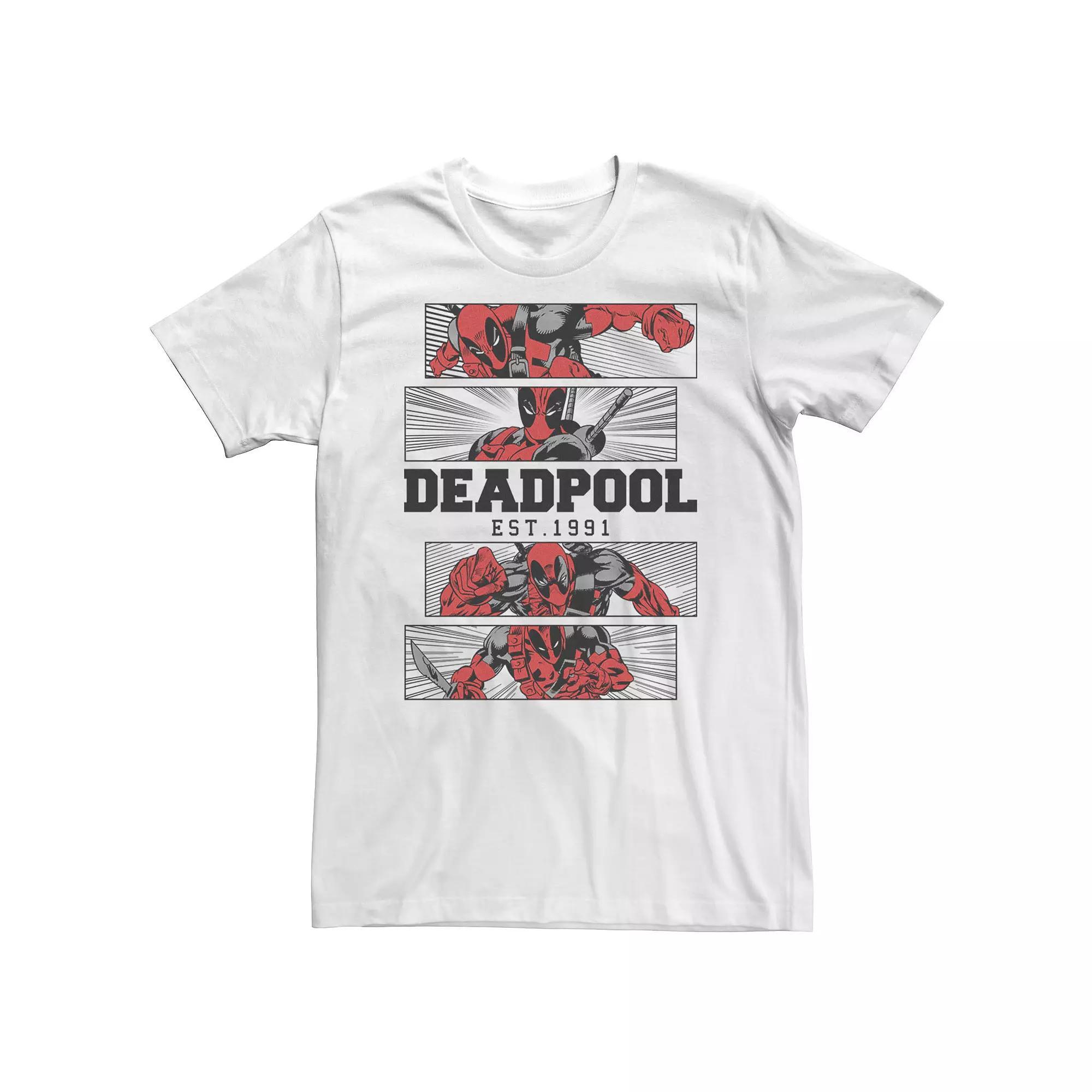 Big & Tall Deadpool Action Shot Panels Tee, Men's, Size: XXL Tall, White Product Image