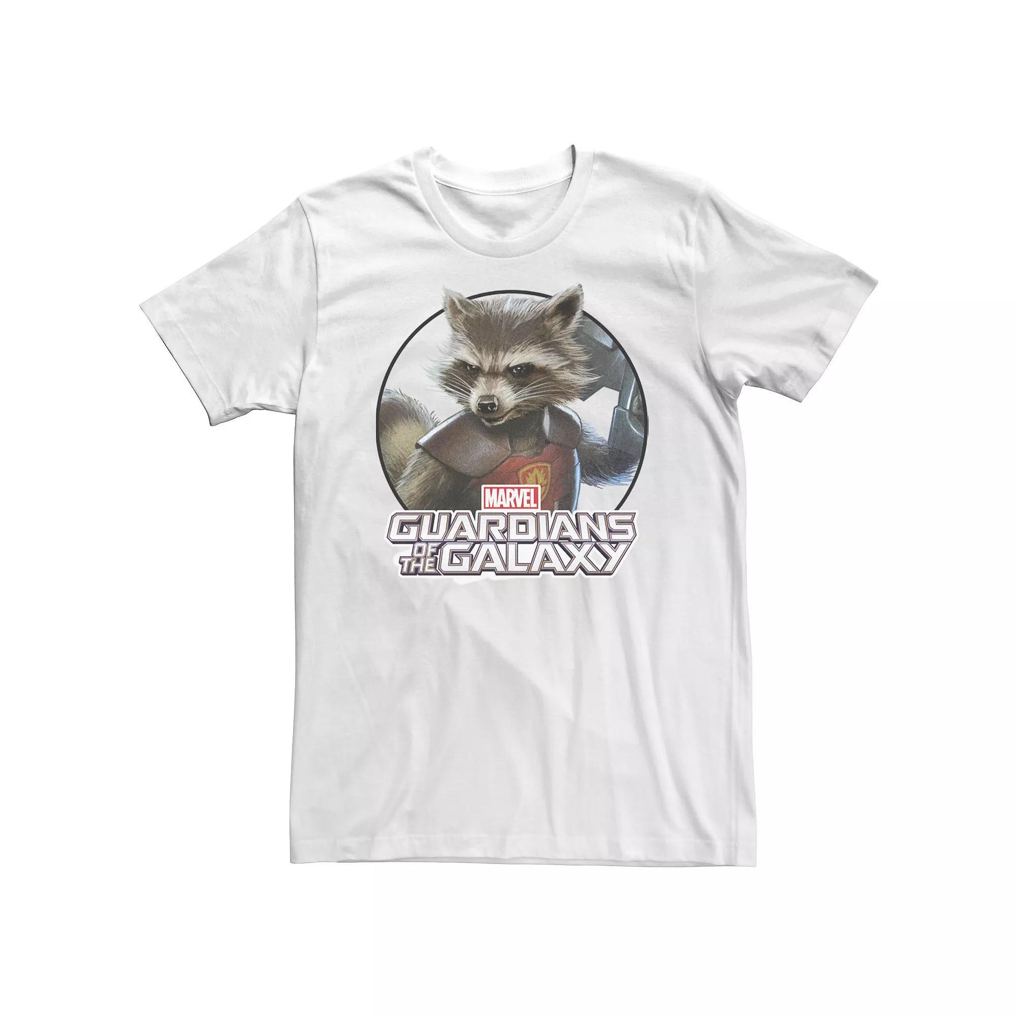Big & Tall Marvel Rocket Guardians of the Galaxy Circle Tee, Men's, Size: XL Tall, White Product Image