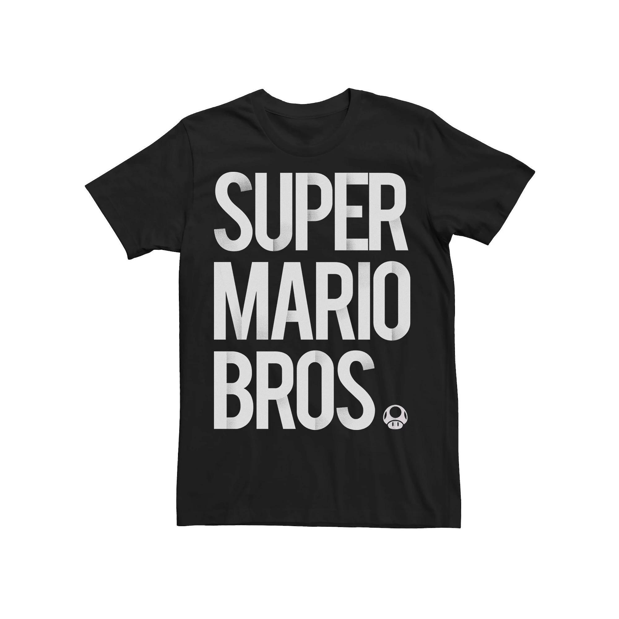 Men's Nintendo Super Mario Bros Word Stack Simple Title Tee, Size: 3XL, Black Product Image