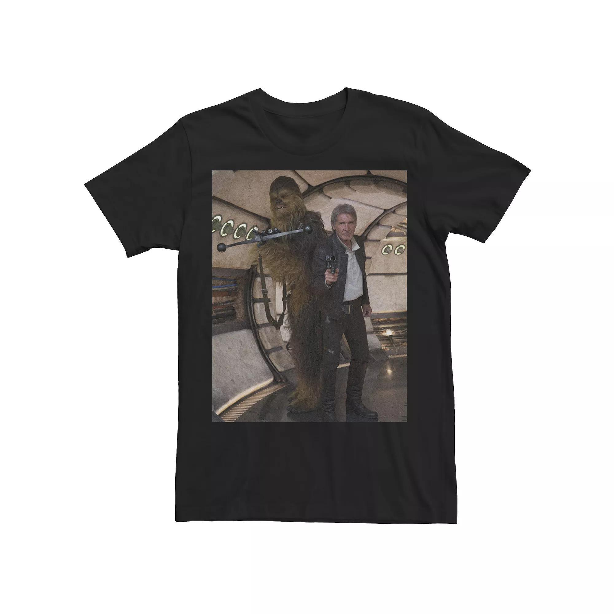 Men's Star Wars The Force Awakens Han And Chewbacca Poster Tee, Size: Large, Black Product Image