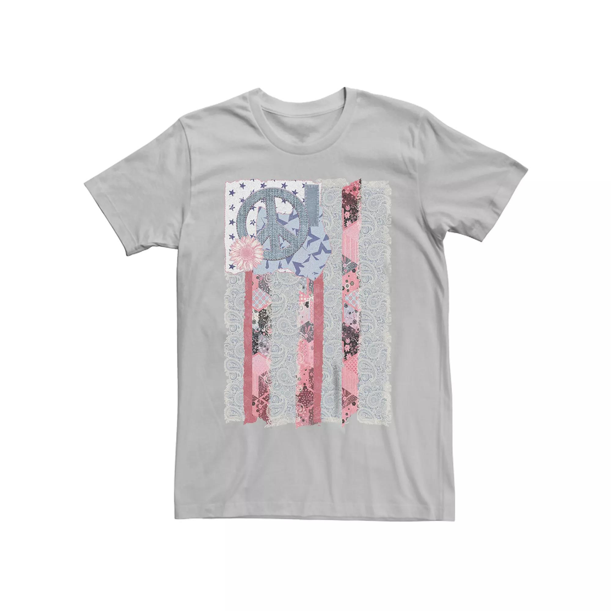 Men's Folk Flag Peace & Love Graphic Tee, Size: XXL, Silver Product Image